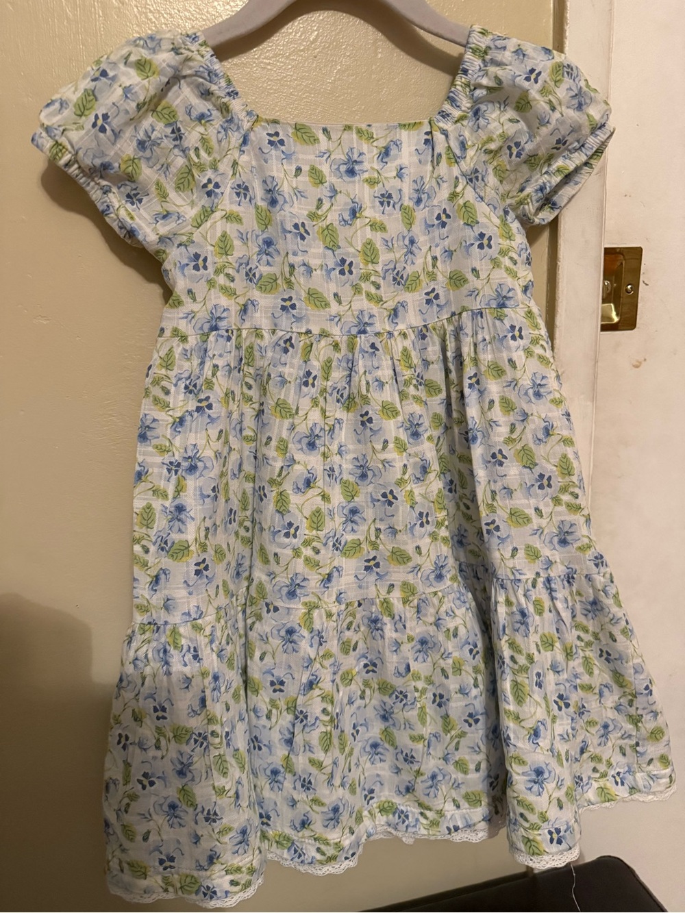 Joie White Dress with Blue Floral and Green Leaf Print - Picture 2 of 4